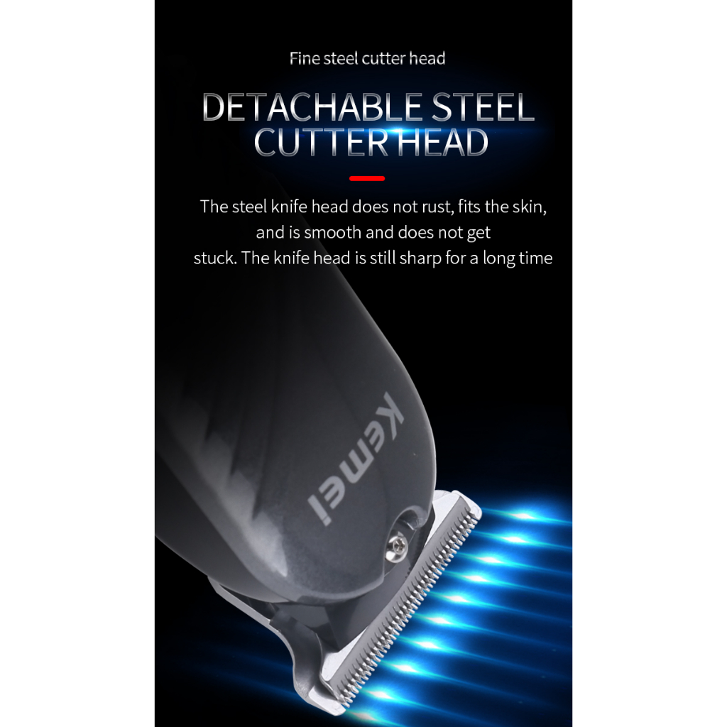 Kemei tông đơ cắt tóc chuyên nghiệp không dây type-c usb có thể sạc lại máy cắt tóc điện cho nam màn hình led