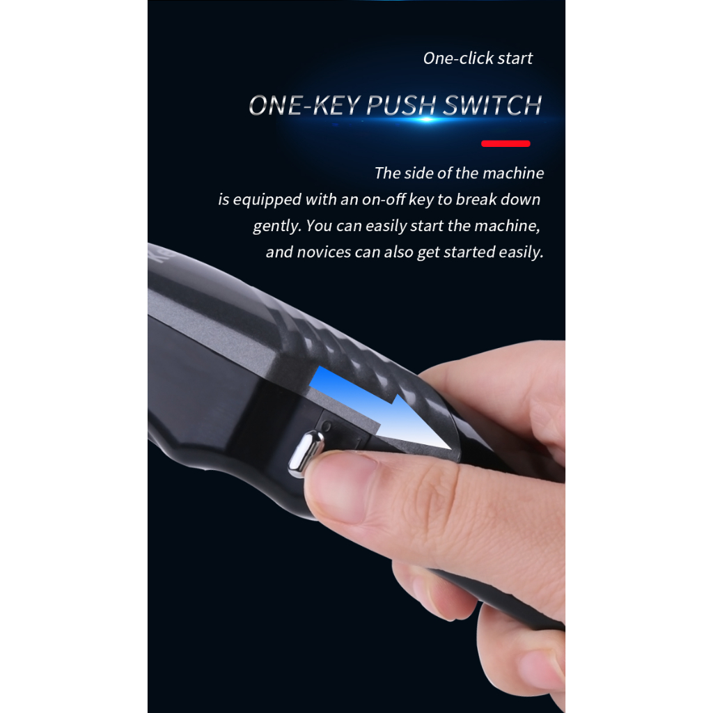 Kemei tông đơ cắt tóc chuyên nghiệp không dây type-c usb có thể sạc lại máy cắt tóc điện cho nam màn hình led