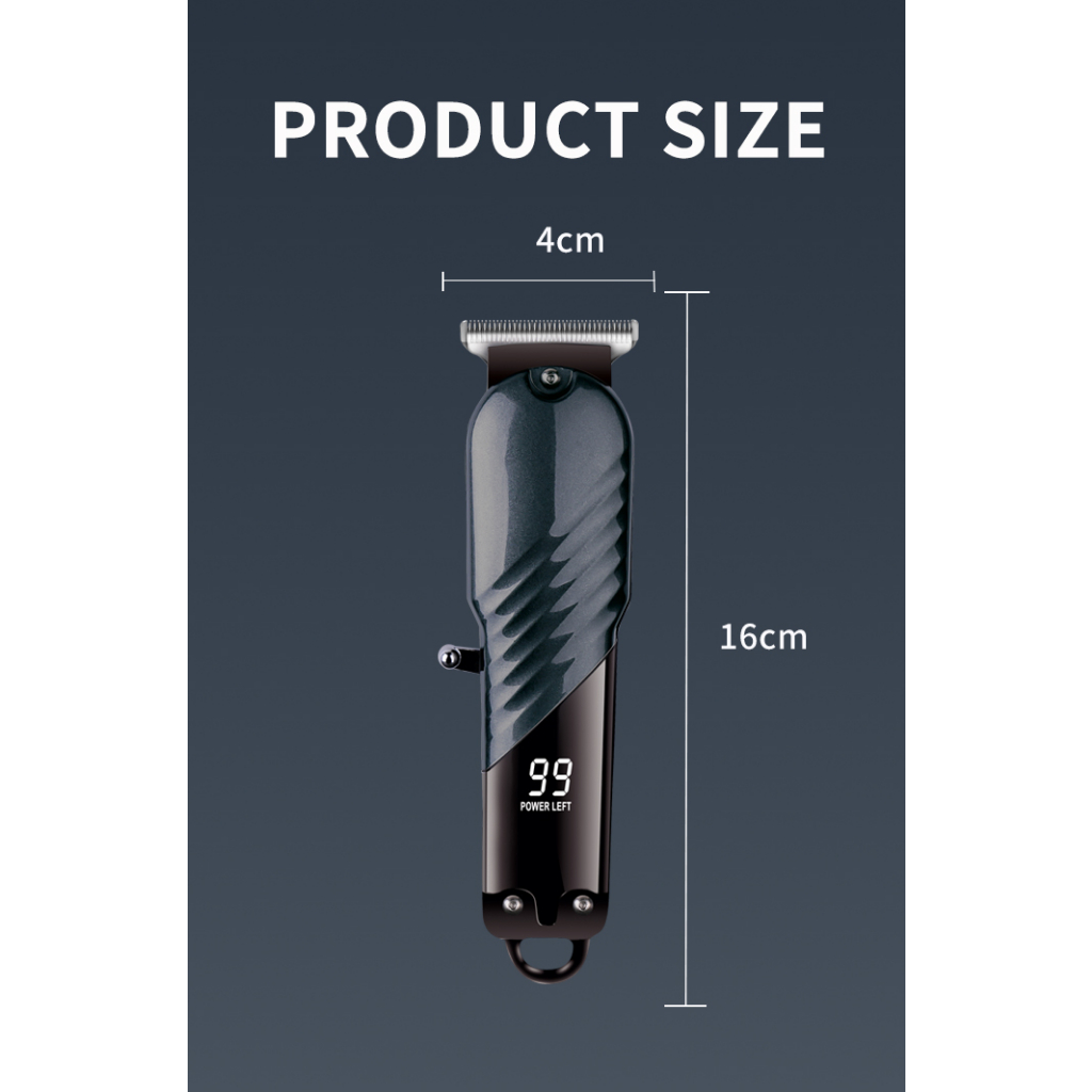 Kemei tông đơ cắt tóc chuyên nghiệp không dây type-c usb có thể sạc lại máy cắt tóc điện cho nam màn hình led