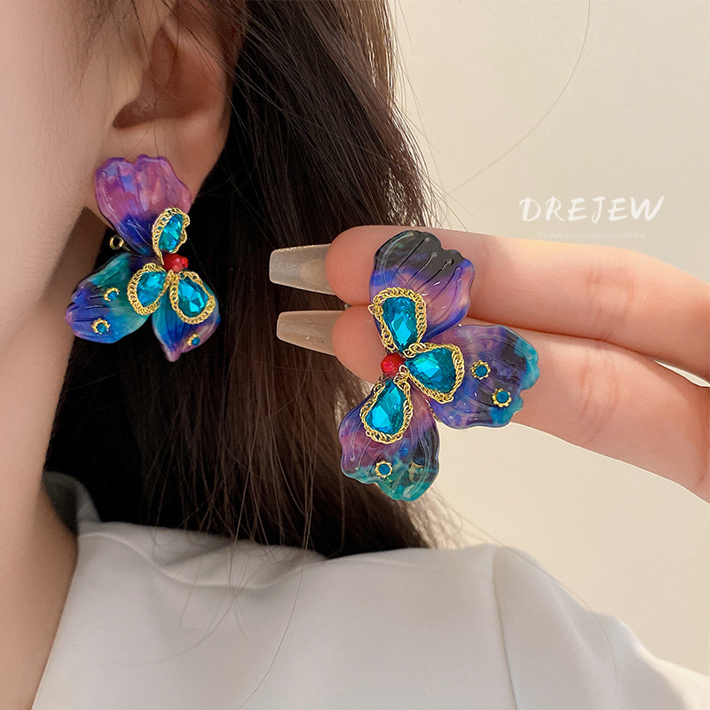 Drejew 925 kim bạc châu âu và hoa kỳ ánh sáng sang trọng giọt nước hoa tai kim cương hoa tai thiết kế cá tính hoa tai cảm giác hoa tai thời trang nữ không gây dị ứng
