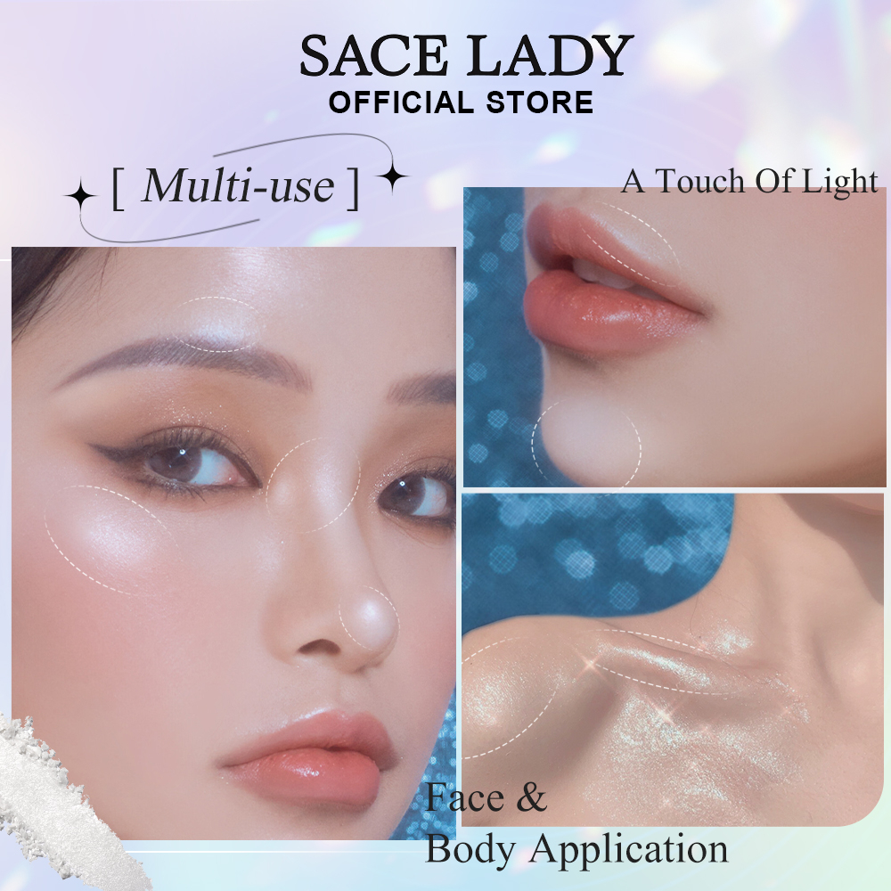 Phấn bắt sáng SACE LADY tông màu nhũ trang điểm tự nhiên thời trang 6g