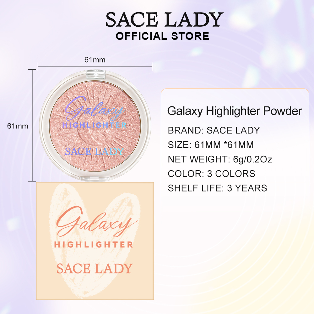 Phấn bắt sáng SACE LADY tông màu nhũ trang điểm tự nhiên thời trang 6g