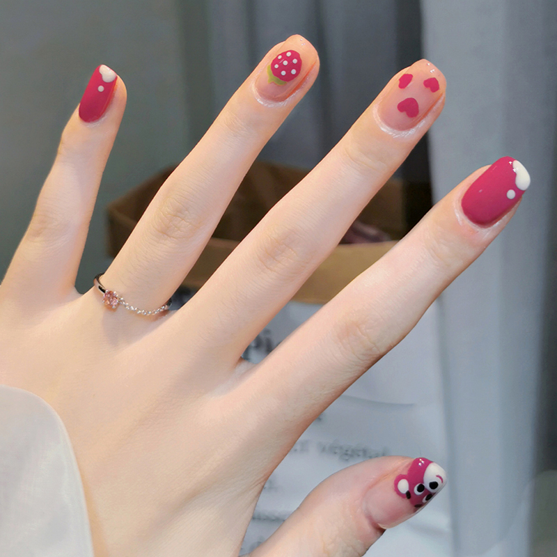 Bộ 24 Móng Tay Giả Màu Sắc Vàng / Xanh Dương Có Thể Tháo Rời R397