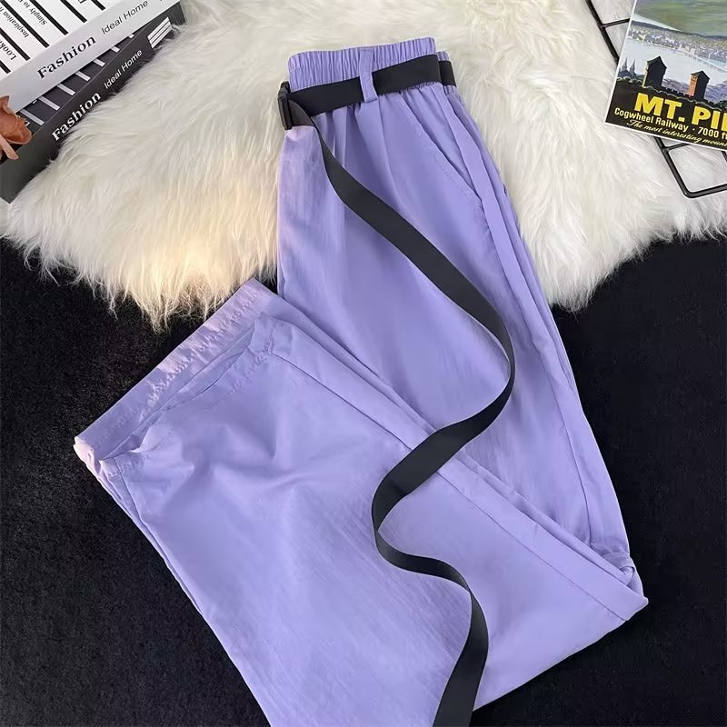 Quần nam màu tím hàn quốc thời trang quần ống rộng hàn quốc đơn giản