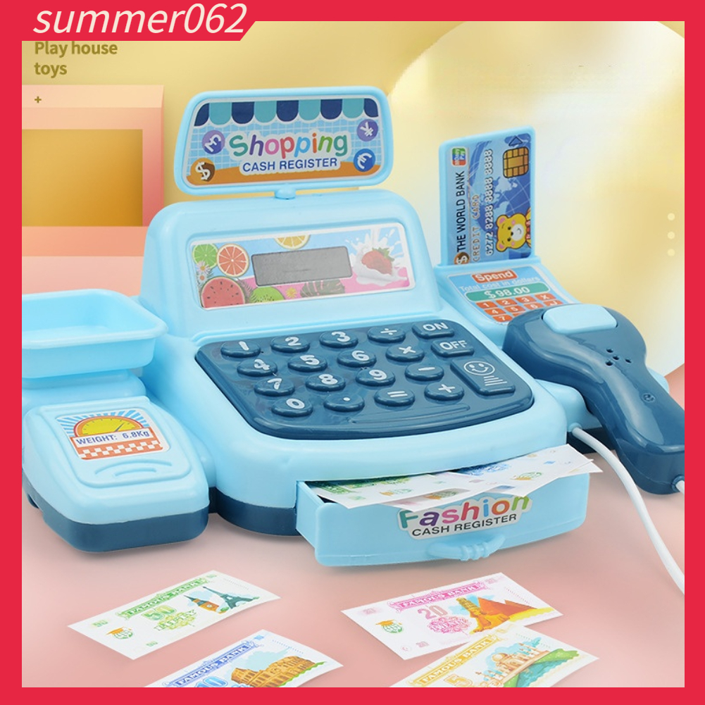 Mô hình máy tính tiền cửa hàng tiện lợi mini trẻ em mô phỏng máy tính tiền siêu thị đồ chơi nhà chơi【Summer062】