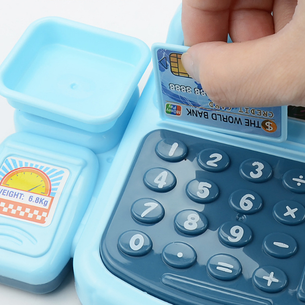 Mô hình máy tính tiền cửa hàng tiện lợi mini trẻ em mô phỏng máy tính tiền siêu thị đồ chơi nhà chơi