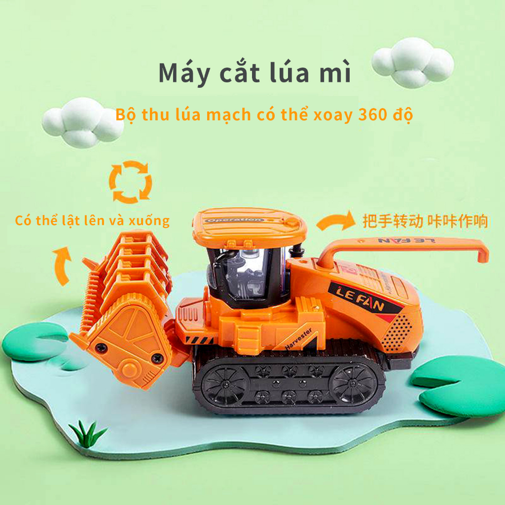 Trẻ em nông dân xe tải máy kéo xe quán tính vận chuyển gặt đập mô hình xe bé trai đồ chơi xe kỹ thuật