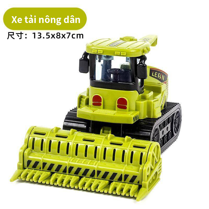 Trẻ em nông dân xe tải máy kéo xe quán tính vận chuyển gặt đập mô hình xe bé trai đồ chơi xe kỹ thuật