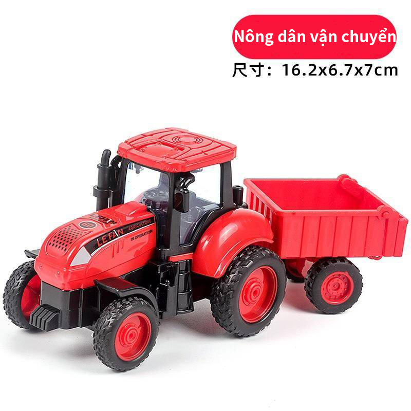Trẻ em nông dân xe tải máy kéo xe quán tính vận chuyển gặt đập mô hình xe bé trai đồ chơi xe kỹ thuật