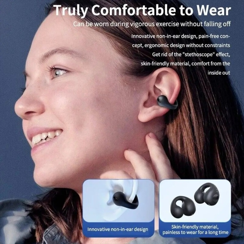 Tai nghe không dây bluetooth 5.3 kẹp tai mô hình kẹp tai lái xe bone tai nghe huấn luyện thể thao tai nghe không dây t75