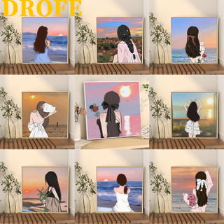 DROFE/20×20cm/tranh tô màu theo số/tranh tô màu theo số cặp đôi/tranh tô màu số hoá/tranh tô màu theo số có khung/tranh số hoá/tranh decor