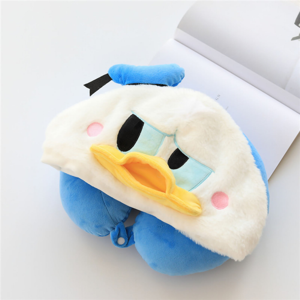 Sunny corner Có hàng sẵn Gối Hình Chữ U Có Mũ Trùm Đầu Hoạt Dễ Thương Du Lịch Bông PP Cổ Cho Ghế Ngồi Máy Bay