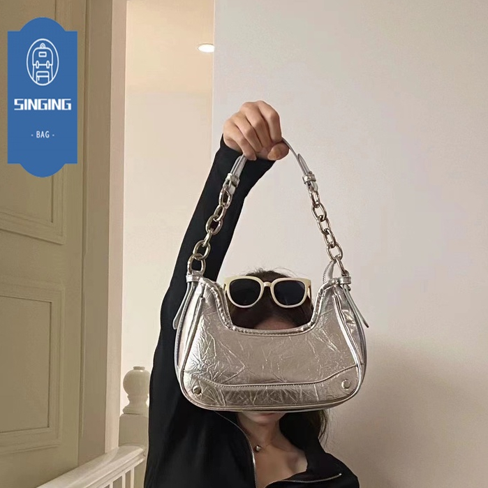 SINGING túi kẹp nách túi xách nữ 2023 new Phong Cách Hàn Quốc Da Pu Trơn L91TKTE