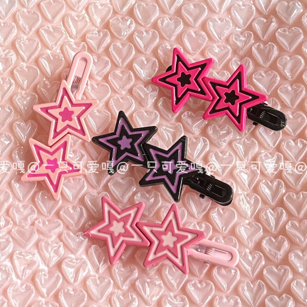Barbie pink star series kẹp tóc ins cute girl heart y2k pink bangs seaside clip headdress clip trang sức mới