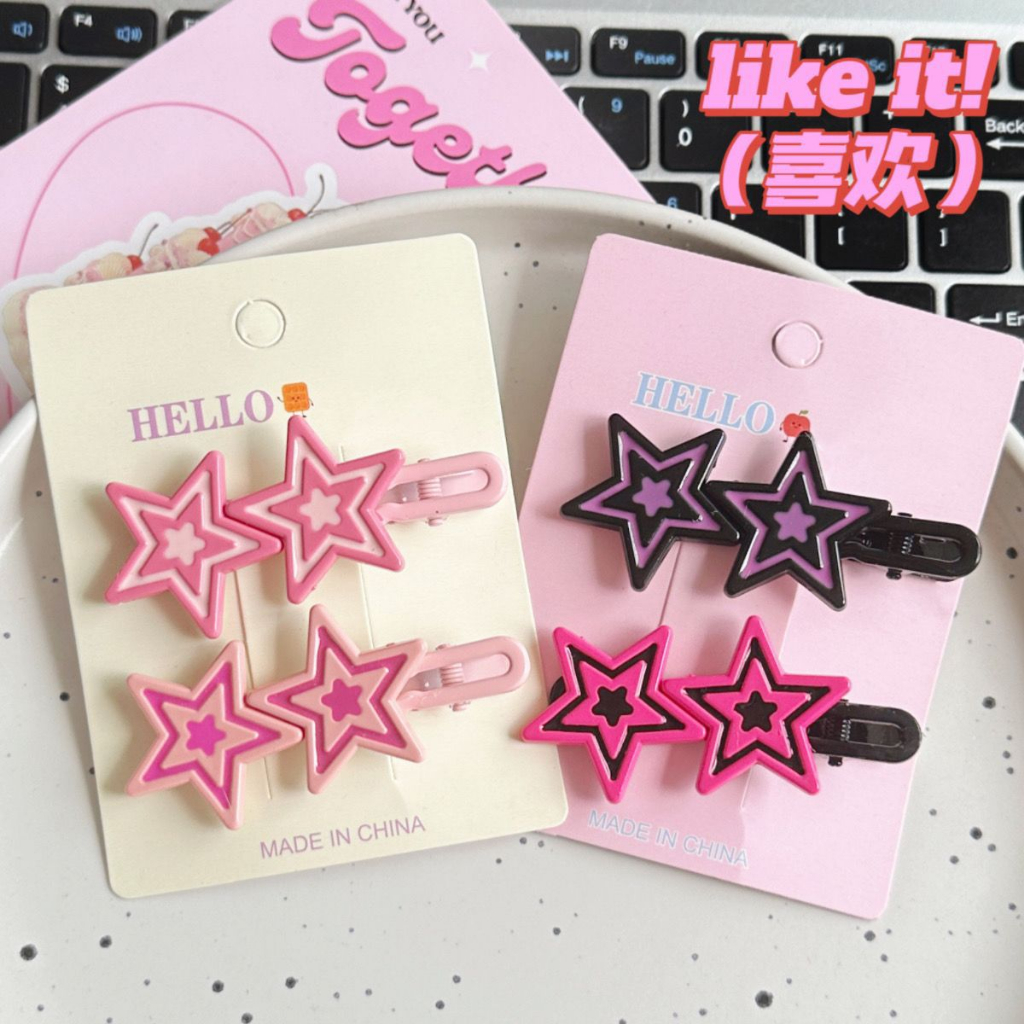 Barbie pink star series kẹp tóc ins cute girl heart y2k pink bangs seaside clip headdress clip trang sức mới