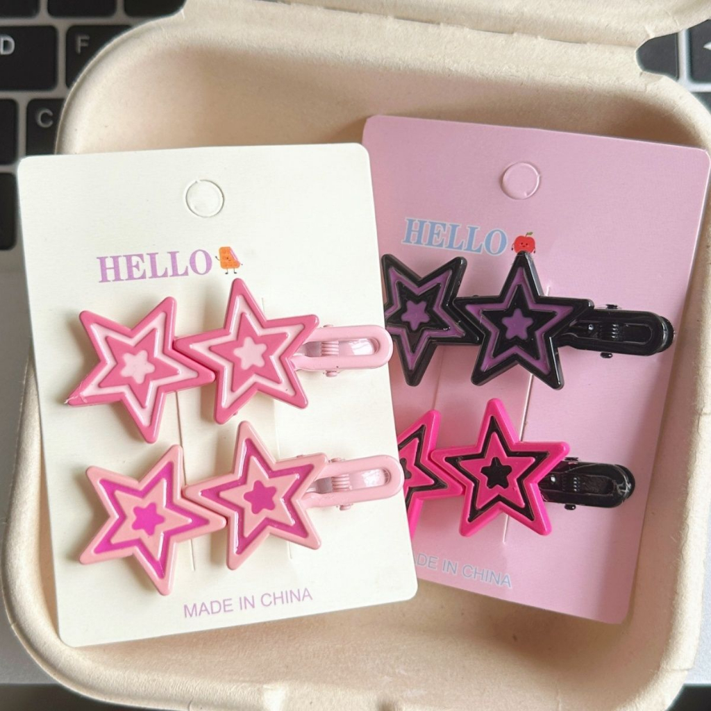 Barbie pink star series kẹp tóc ins cute girl heart y2k pink bangs seaside clip headdress clip trang sức mới