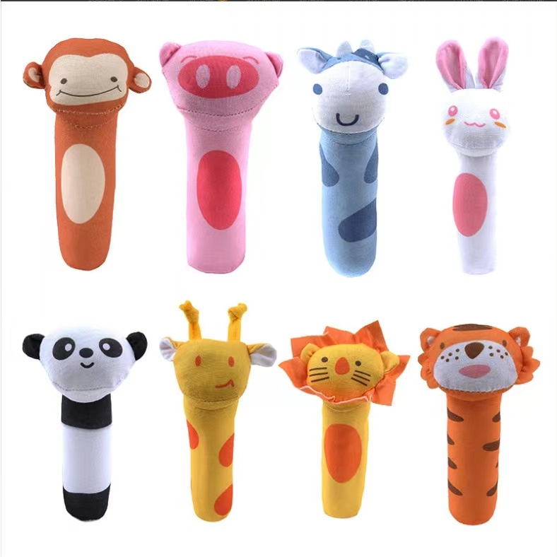 Động vật đồ chơi trẻ em mềm mại sang trọng bàn giao bb sounder bell, bb stick đồ chơi trẻ em plush rattle bb stick