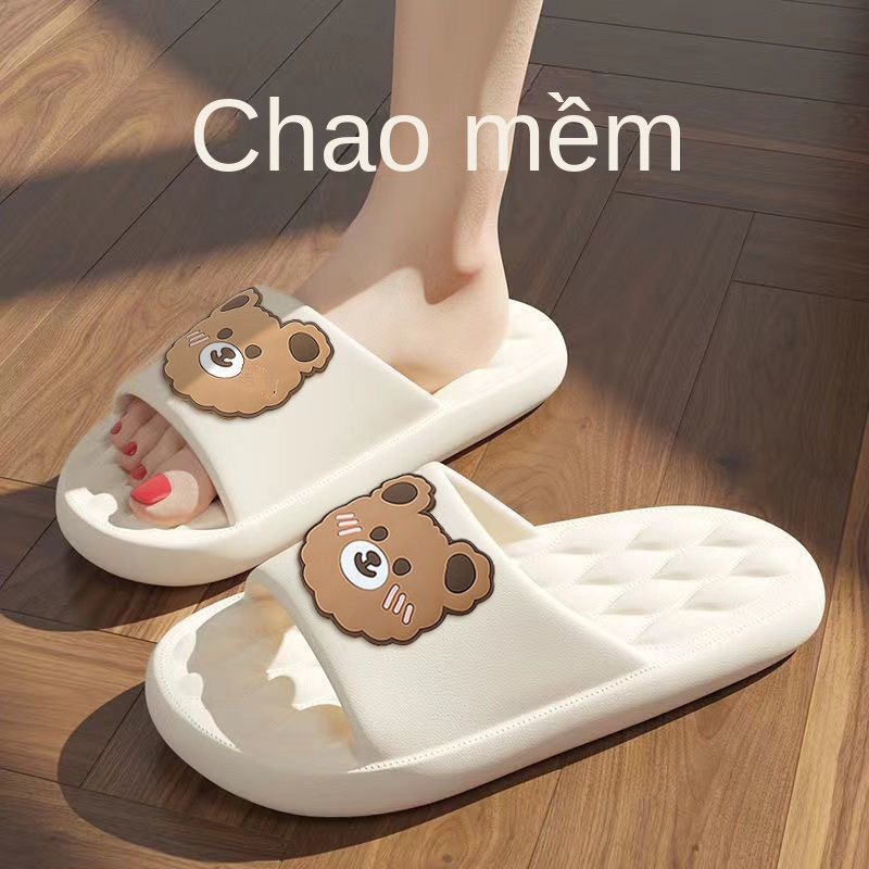 Dép Đi Trong Nhà Tắm Chống Trượt Hình Mặt Gấu Đáng Yêu Cho Cặp Đôi