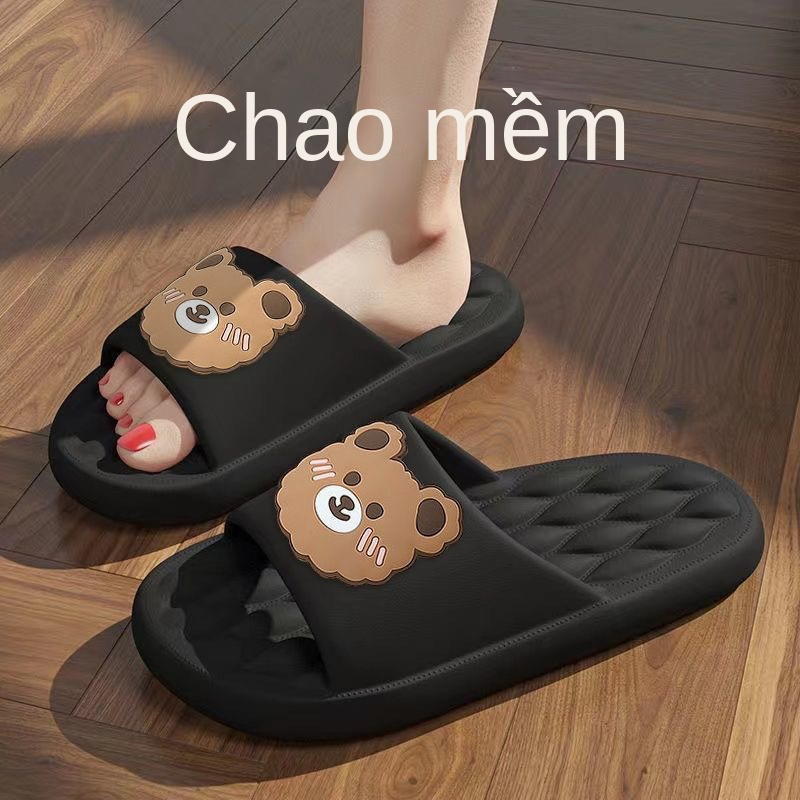 Dép Đi Trong Nhà Tắm Chống Trượt Hình Mặt Gấu Đáng Yêu Cho Cặp Đôi