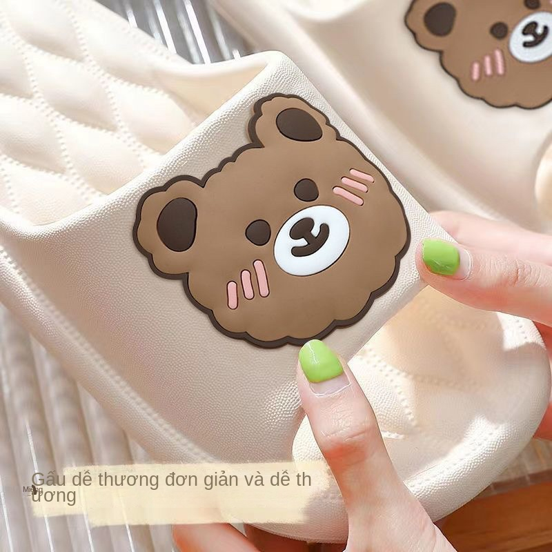 Dép Đi Trong Nhà Tắm Chống Trượt Hình Mặt Gấu Đáng Yêu Cho Cặp Đôi