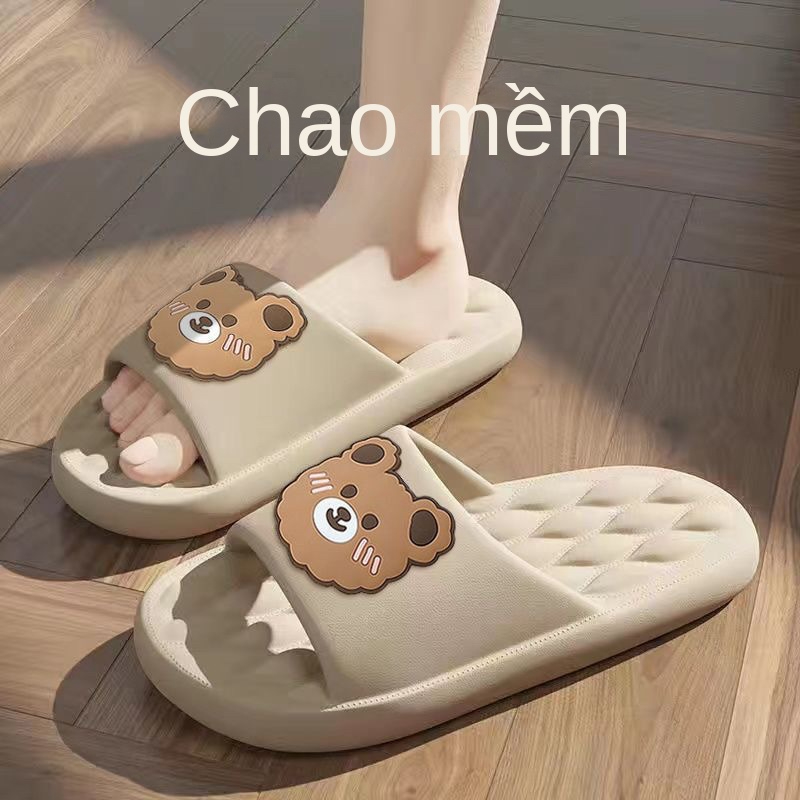 Dép Đi Trong Nhà Tắm Chống Trượt Hình Mặt Gấu Đáng Yêu Cho Cặp Đôi