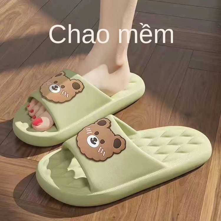 Dép Đi Trong Nhà Tắm Chống Trượt Hình Mặt Gấu Đáng Yêu Cho Cặp Đôi