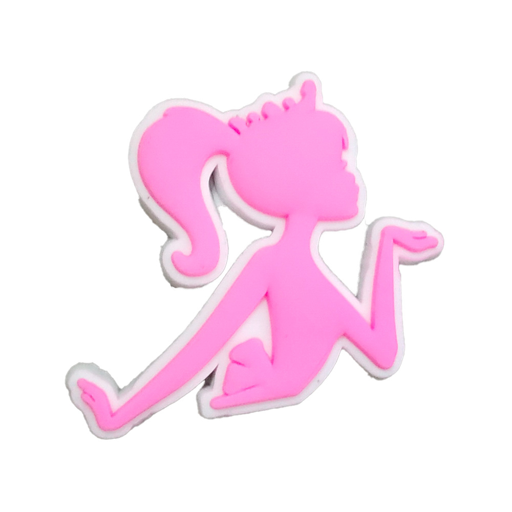 Hot jibbitz 1 cái màu hồng cô gái barbie phim hoạt hình crocs bùa giày ghim phụ kiện trang trí dép dép khóa trẻ em quà tặng