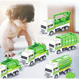 1 cái đồ chơi ngẫu nhiên xe vệ sinh mô hình xe chở rác xe chở nước đồ chơi xe ô tô, vệ sinh đô thị xe chở rác kỹ thuật nhỏ xe đẩy nhựa kéo lại đồ chơi trẻ em