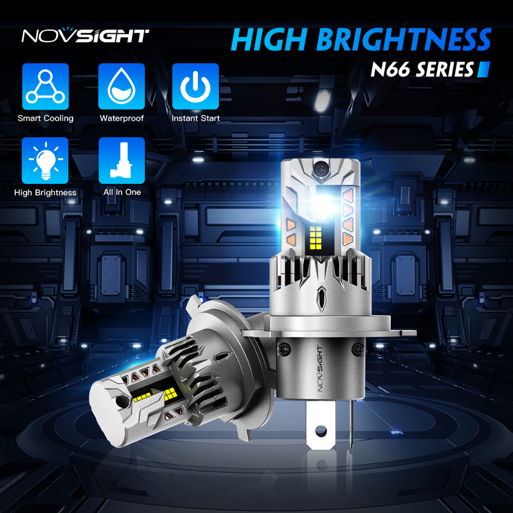 Novsight Bộ 2 Đèn Pha LED N66 H4 H11 H7 9005 9006 1: 1 80W 15000LM 6500K Siêu Sáng Cho Xe Hơi