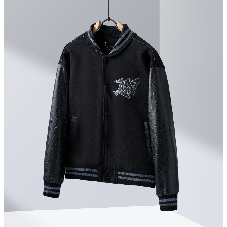 Louis v fashion đồng phục bóng chày da mỹ cổ điển mới, áo khoác thêu hai mặt chú hề tối dành cho nam và nữ với chiếc áo len đan len cùng cá tính
