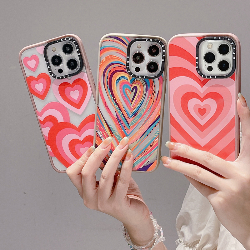 Casetify vortex love translucent print phone case cho iphone 15 14 13 12 11 pro max hard acrylic vỏ chống va đập