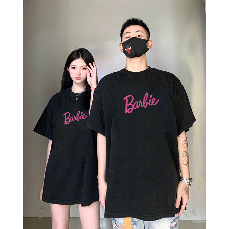 ihkke Barbie áo thun trung niên nữ áo thun unisex form rộng 100% cotton  Áo Thun 100% cotton Thời Trang vintage Cho Cặp Đôi