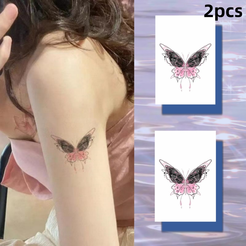 Cánh màu hồng hình bướm hình xăm cô gái sexy cánh tay xương đòn hình xăm không thấm nước hình xăm dán kéo dài 7 ngày hình xăm giả tạm thời