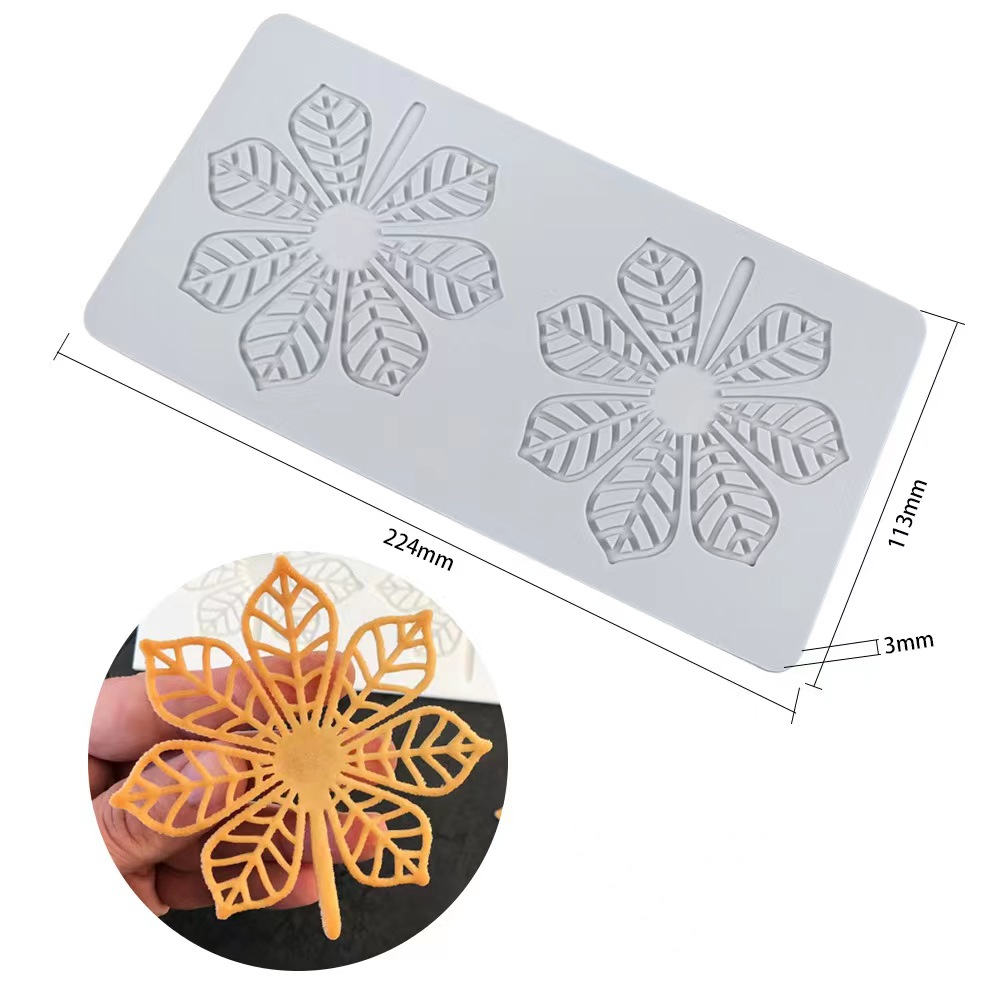 Lá lông vũ silicone ren pad sô cô la pháp món tráng miệng tấm lật đường trang trí bánh in khuôn nướng dbs353
