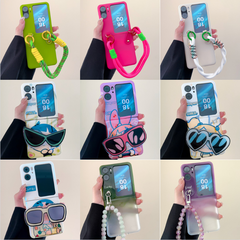 Đối với oppo find n2 màn hình có thể gập lại chống rơi vỏ bảo vệ find n2flip cặp đôi vỏ điện thoại vỏ có thể gập lại phim hoạt hình dễ thương anime eye bracket bracelet