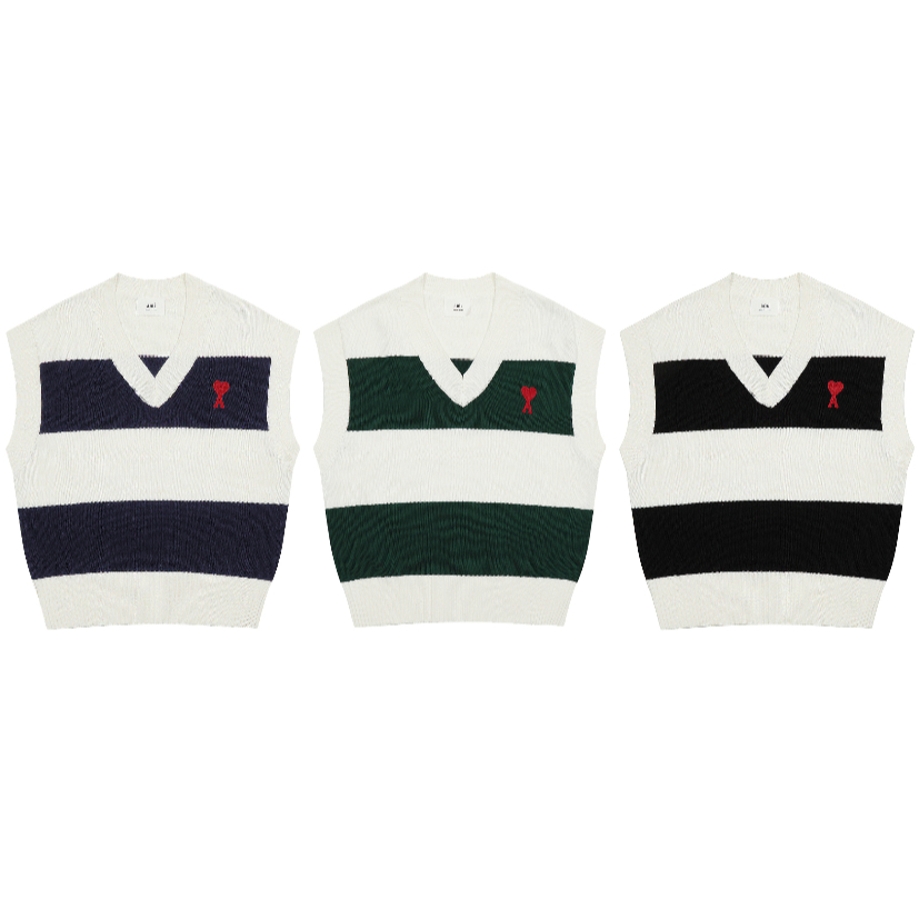 Street wear phong cách mới phong cách cổ điển thêu tình yêu nhỏ áo len dệt kim vest unisex