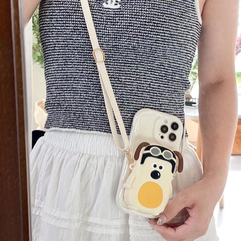 Túi nhỏ ví đựng dây buộc iphone 11 12 13 14 15 pro max xr x xs max 7 8 plus headmaster dog wallet with strap anti-lost phone cover