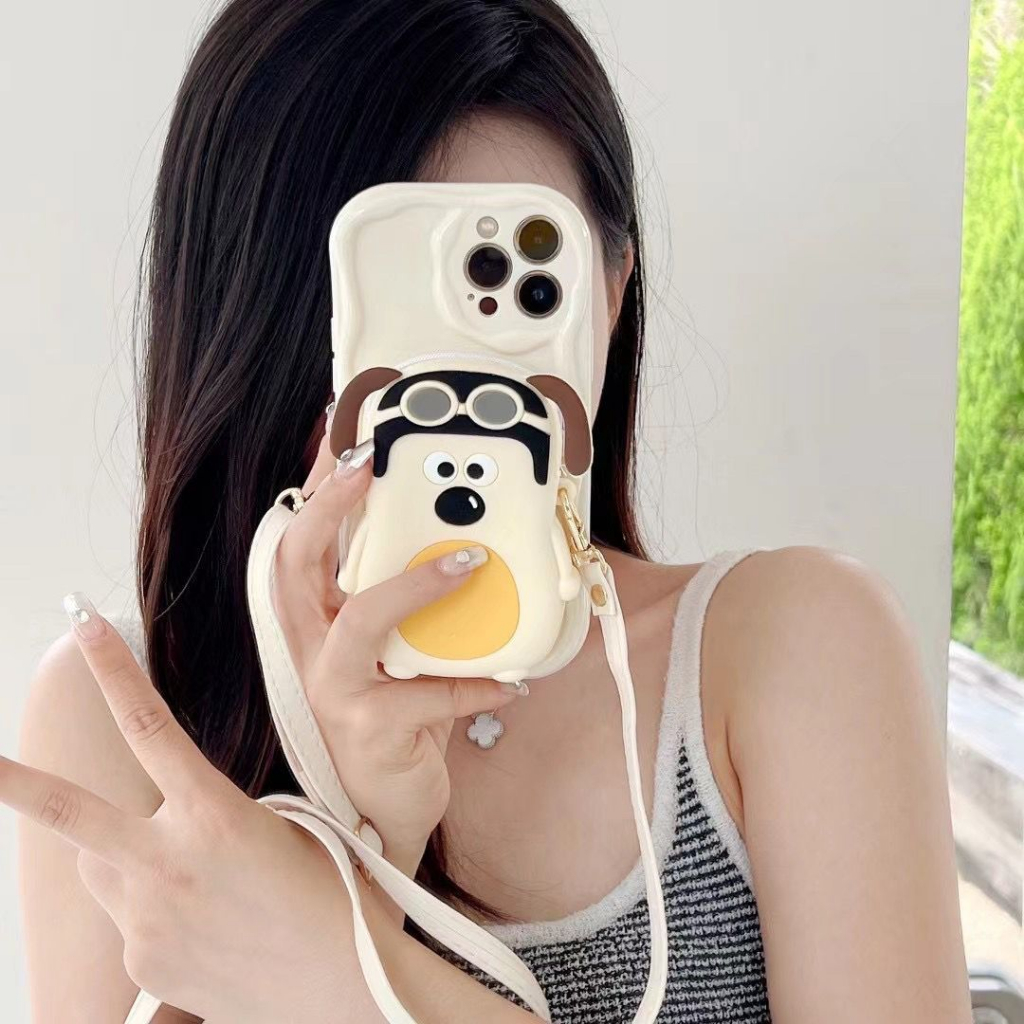 Túi nhỏ ví đựng dây buộc iphone 11 12 13 14 15 pro max xr x xs max 7 8 plus headmaster dog wallet with strap anti-lost phone cover