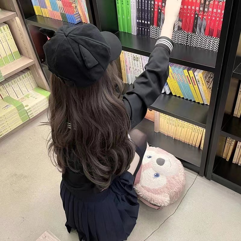 Nhật bản mới harajuku y2k mũ đen phim hoạt hình tai mèo mũ bóng chày mũ cô gái ngọt ngào dễ thương