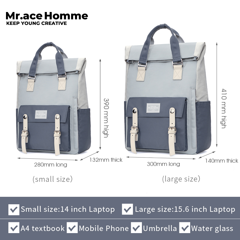 Mr. ace homme Ba Lô Đi Học Laptop 15.6 inch Thiết Kế Nhỏ Nhắn Đơn Giản Dành Cho Nữ Schoolbag