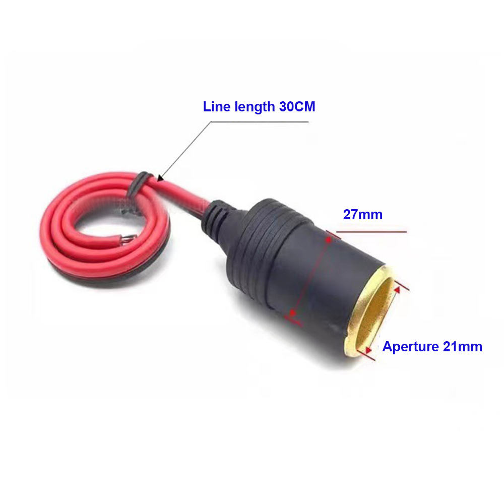 Thuốc lá xe hơi cáp sạc nhẹ hơn 12v 24v 10a 15a 20a ổ cắm nữ đầu nối đầu nối bộ chuyển đổi 30cm dây mở rộng sạc