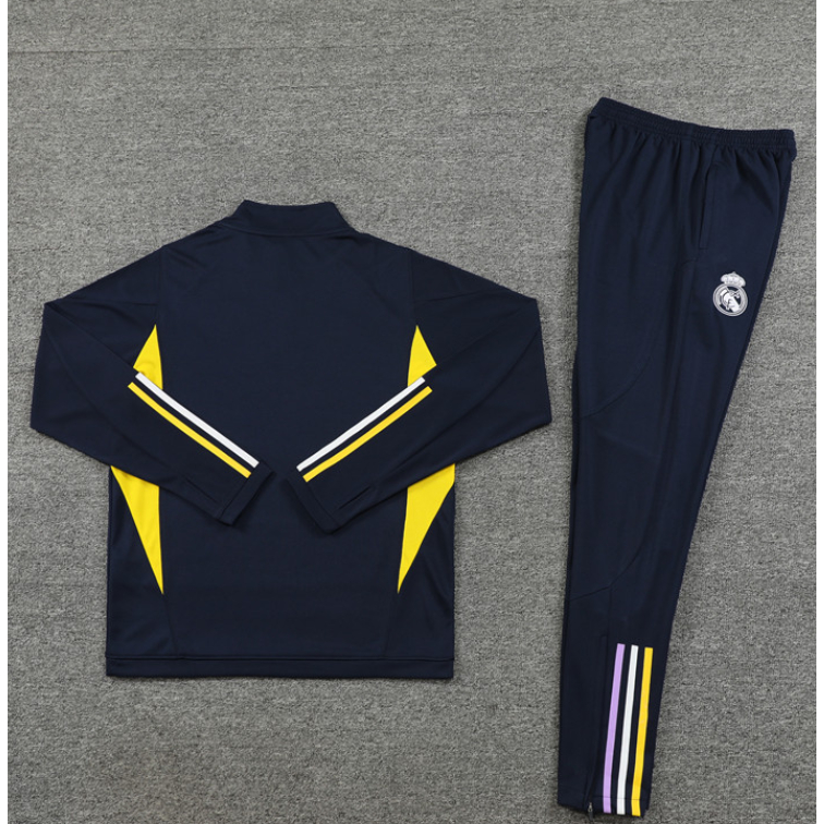 2023 2024 real madrid đen xanh trắng dài tay áo tập luyện bóng đá bộ quần áo bóng đá s-xxl