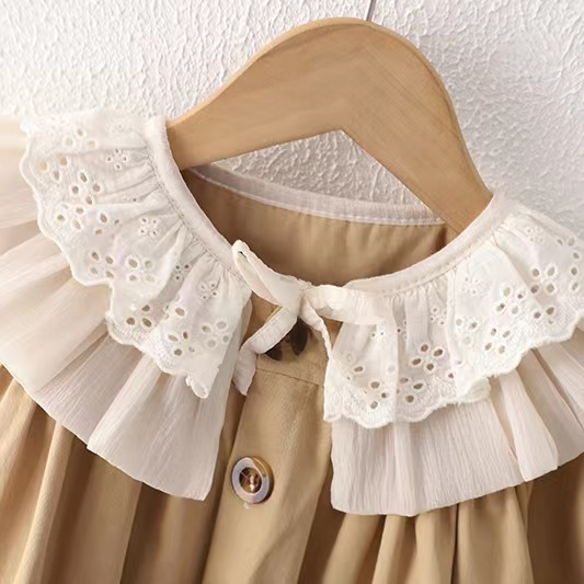 Áo Khoác Gió Cổ Lá Sen Thời Trang Xuân Thu 2023 Cho Bé Gái