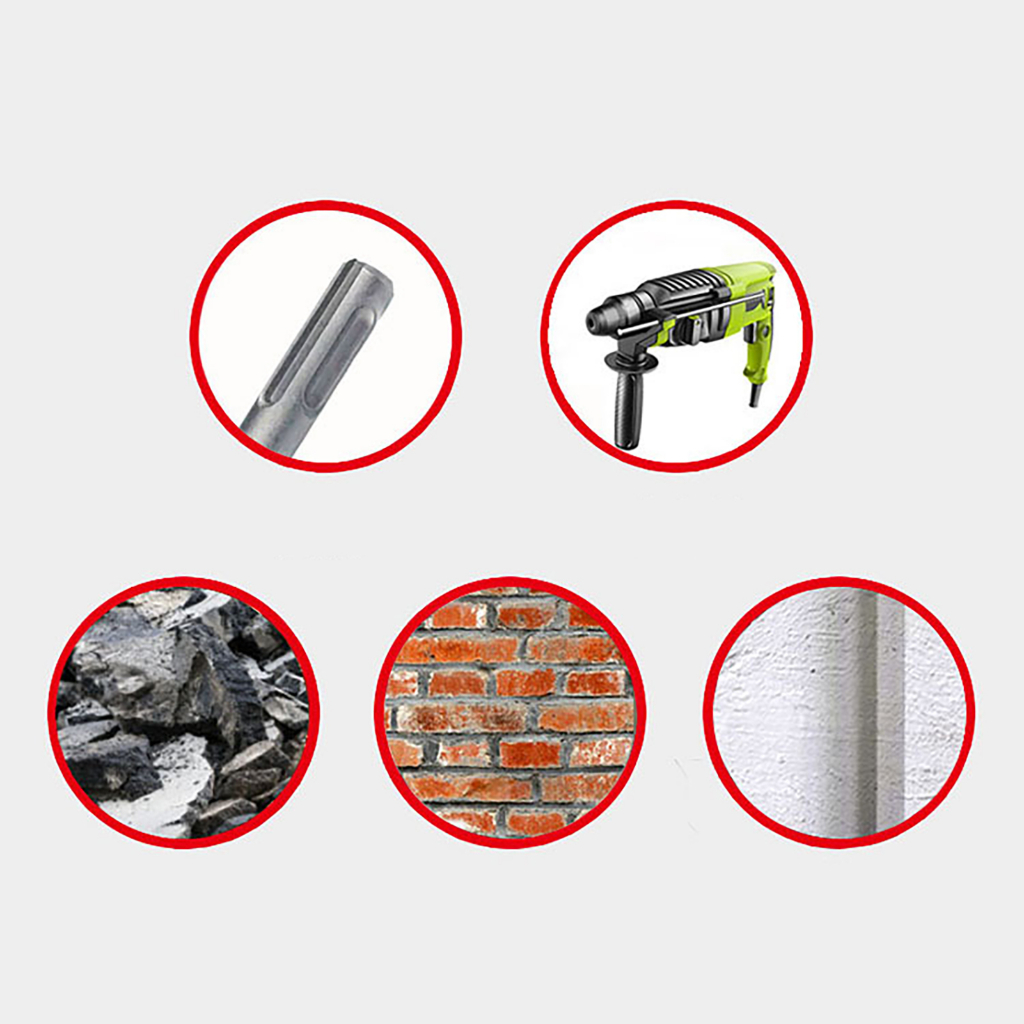 Bộ 3 đục đầu mũi tròn phẳng mở rộng thép hợp kim cho bê tông đá gạch ngói Dustrial I.