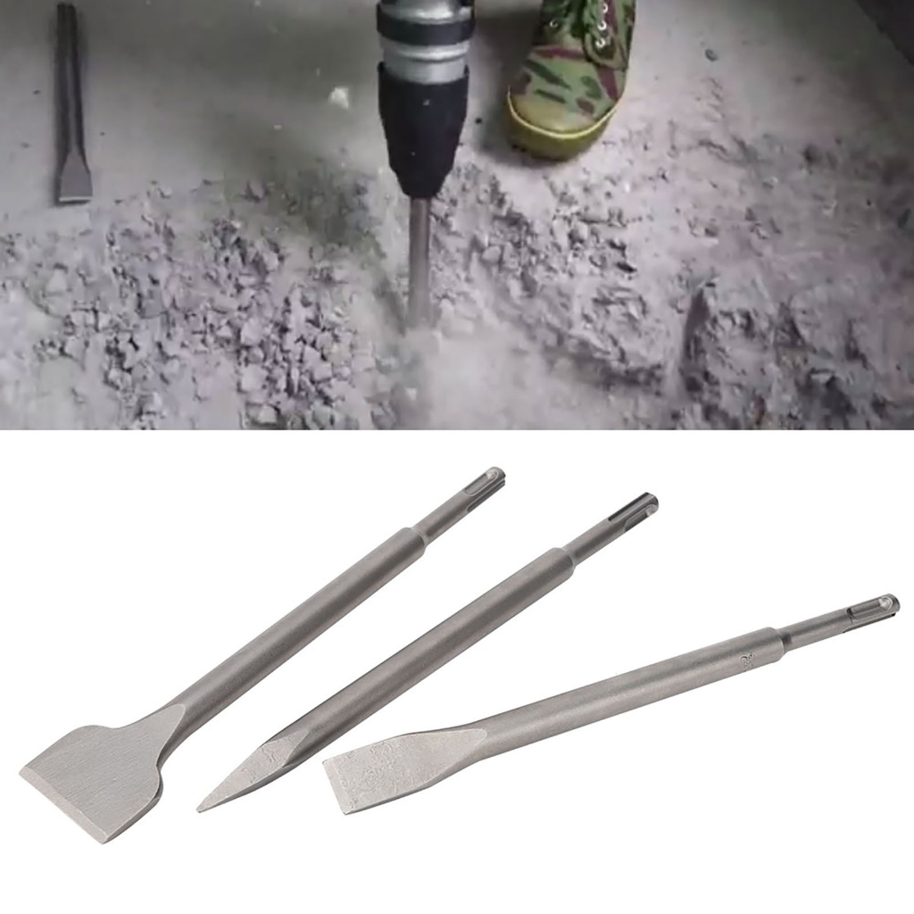 Bộ 3 đục đầu mũi tròn phẳng mở rộng thép hợp kim cho bê tông đá gạch ngói Dustrial I.
