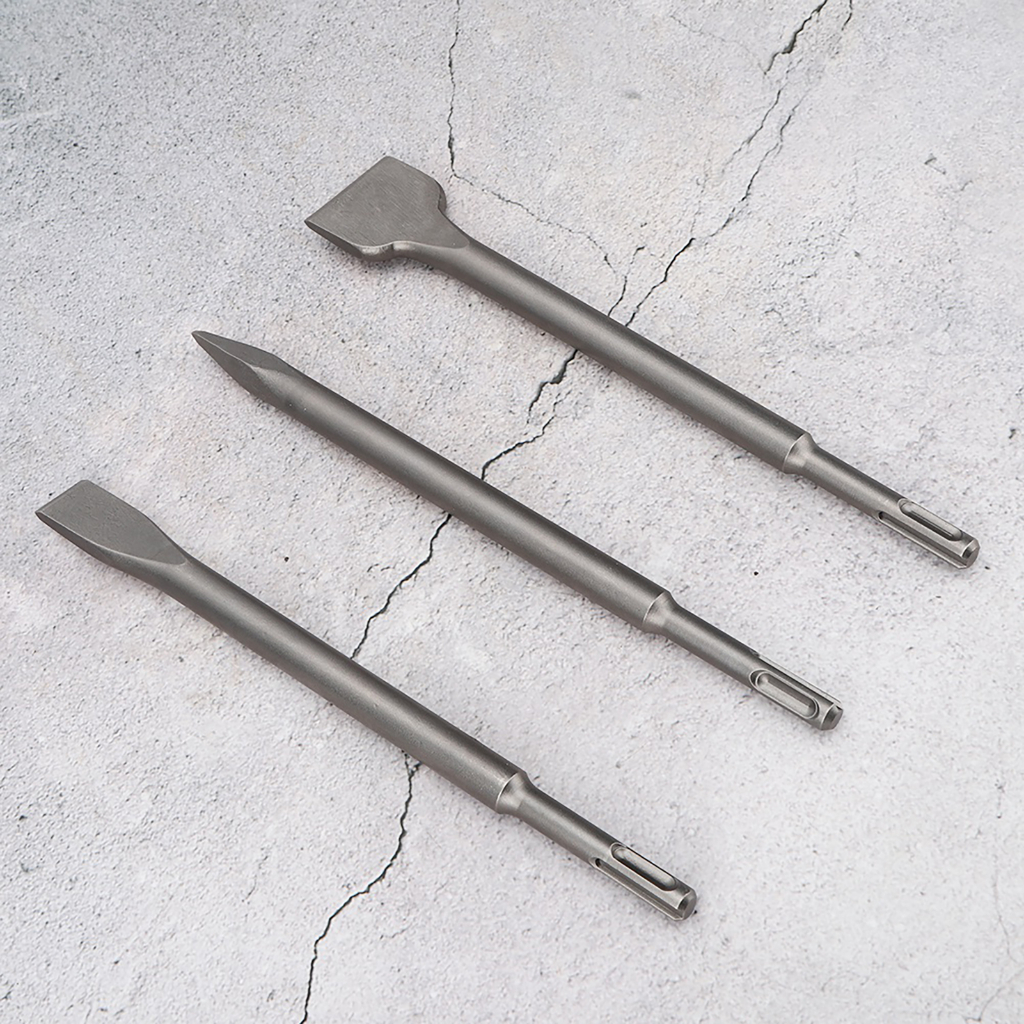 Bộ 3 đục đầu mũi tròn phẳng mở rộng thép hợp kim cho bê tông đá gạch ngói Dustrial I.