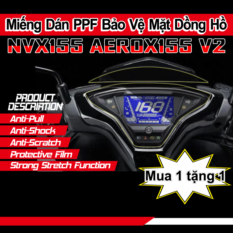 (mua 1 tặng 1) miếng dán bảo vệ trong suốt đồng hồ tốc độ xe máy Miếng Dán PPF Bảo Vệ Mặt Dồng Hồ yamaha nvx155 aerox155 v2