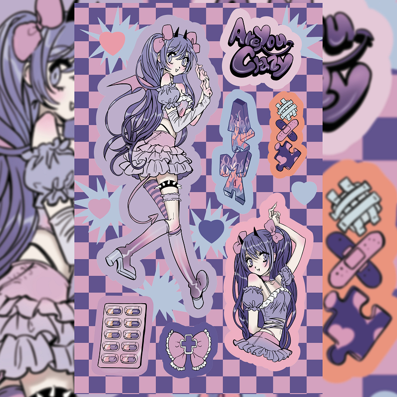 Nhân vật domi hàn quốc nhãn dán sách trang bên trong nhãn dán phim hoạt hình cô gái mát mẻ ngọt ngào tự làm nhãn dán trang trí