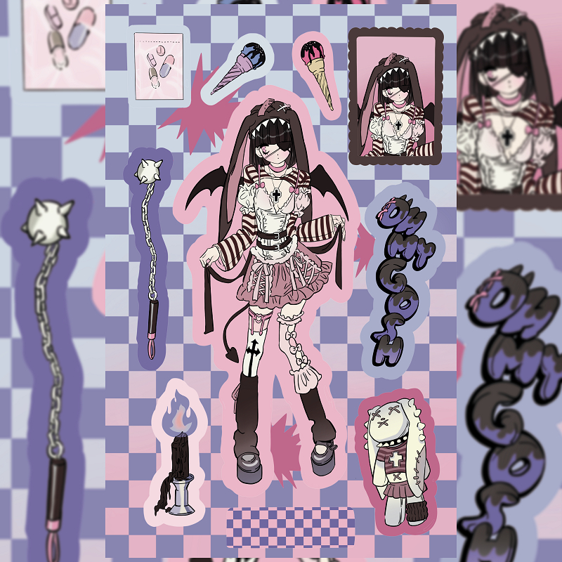 Nhân vật domi hàn quốc nhãn dán sách trang bên trong nhãn dán phim hoạt hình cô gái mát mẻ ngọt ngào tự làm nhãn dán trang trí