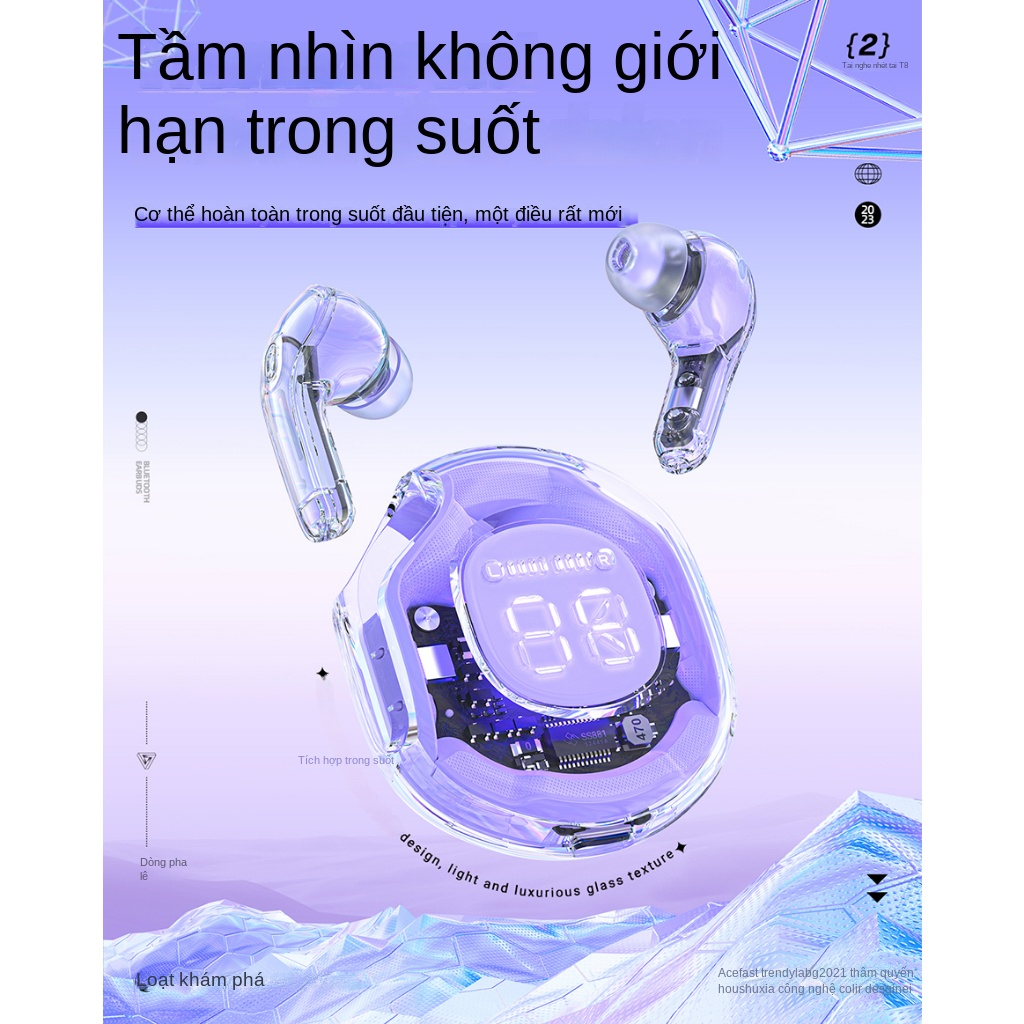 Tai Nghe Nhét Tai Bluetooth 5.3 Có Đèn LED